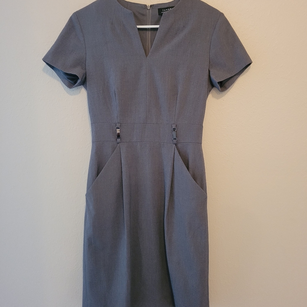 Tahari gray dress
